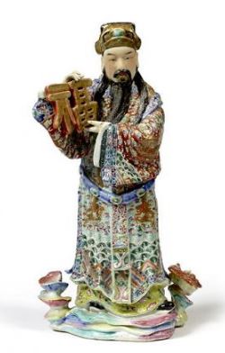 Chinese Canton porcelain Polychrome model of Fu 19thC